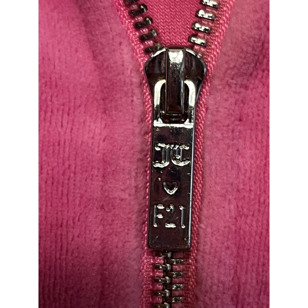 Juicy Couture‎ Forever 21 Pink Velour Rhinestone Zip Up Hoodie Y2K Medium - Picture 8 of 10